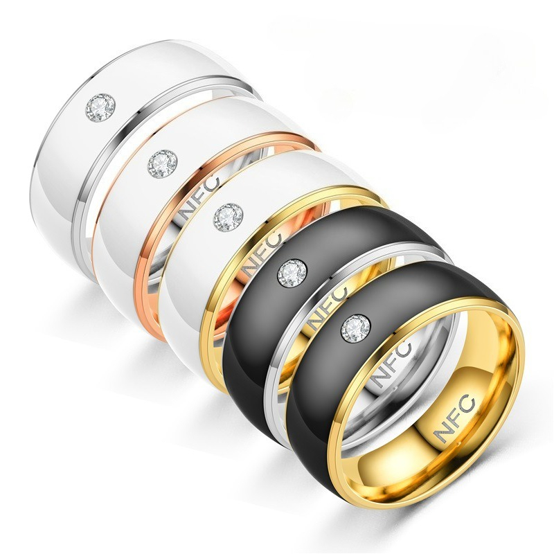 Smart Ring Nfc Pay - クロスボーダー新しいNFCリング、ファッショナブルでパーソナライズされたモバイルスマートアクセスカード、バスカード、地下鉄カード、チタン鋼リング