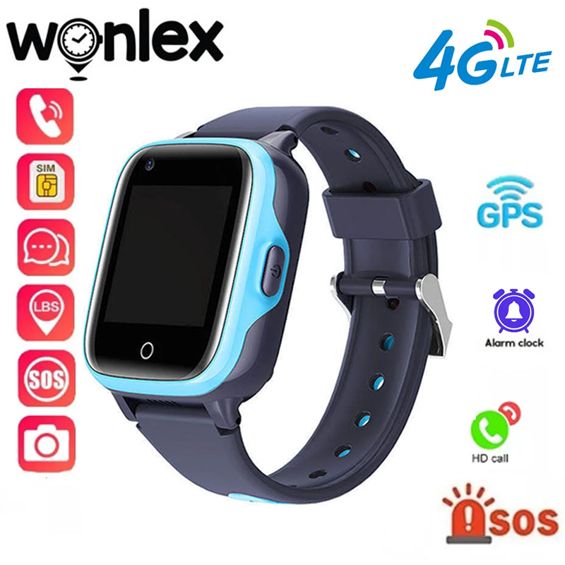 Fall Detection Watch - Wonlexスマートウォッチ子供用GPS WiFi位置情報追跡機能付き紛失防止トラッカー4G SOSコール授業モード子供用スマートウォッチビデオ通話カメラ付き